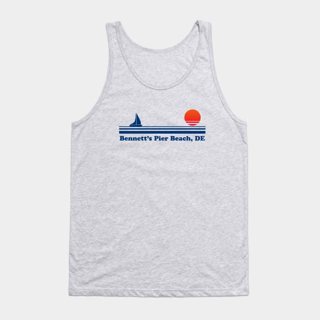 Bennett's Pier Beach, DE - Sailboat Sunrise Tank Top by GloopTrekker